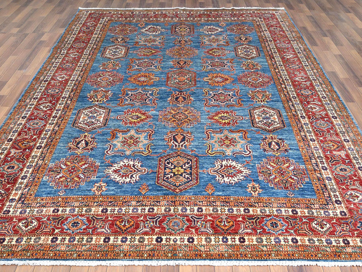 9'2" x 11'10" New Hand Knotted Blue Wool Rectangle Oriental Rug - MOA10261147