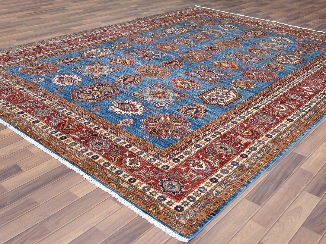 9'2" x 11'10" New Hand Knotted Blue Wool Rectangle Oriental Rug - MOA10261147