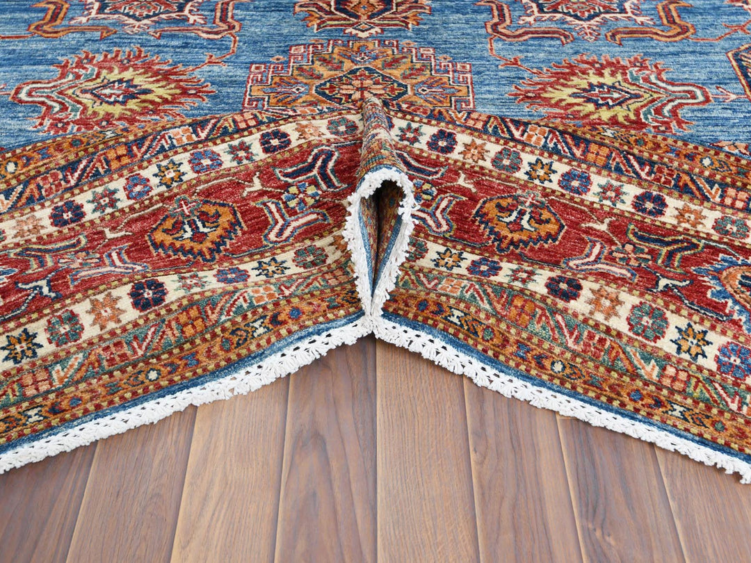 9'2" x 11'10" New Hand Knotted Blue Wool Rectangle Oriental Rug - MOA10261147