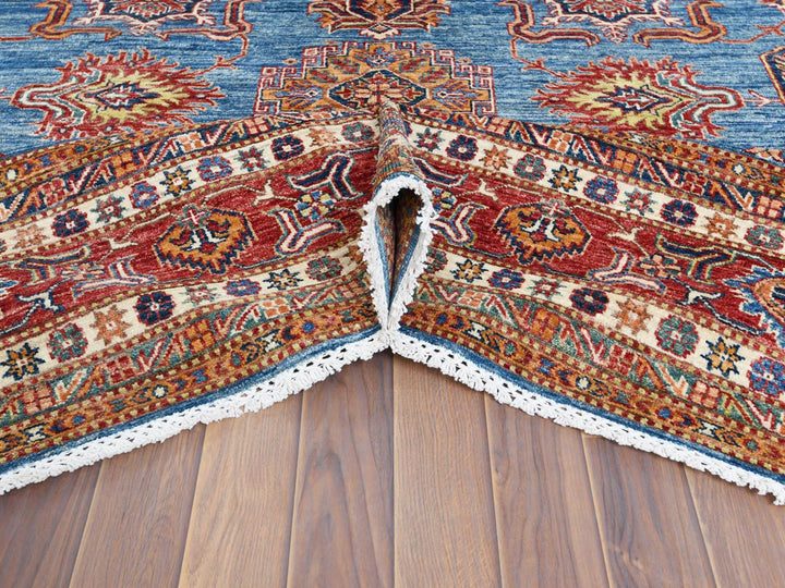 9'2" x 11'10" New Hand Knotted Blue Wool Rectangle Oriental Rug - MOA10261147