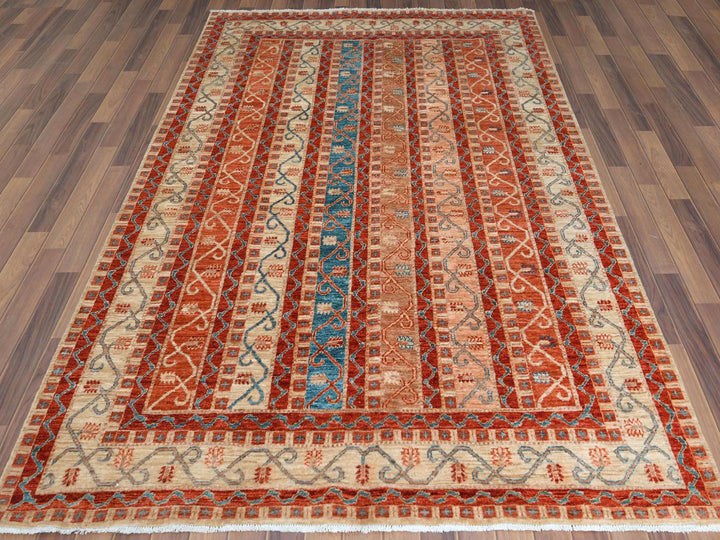 6'2" x 8'8" New Hand Knotted Red Wool Rectangle Oriental Rug - MOA10261156