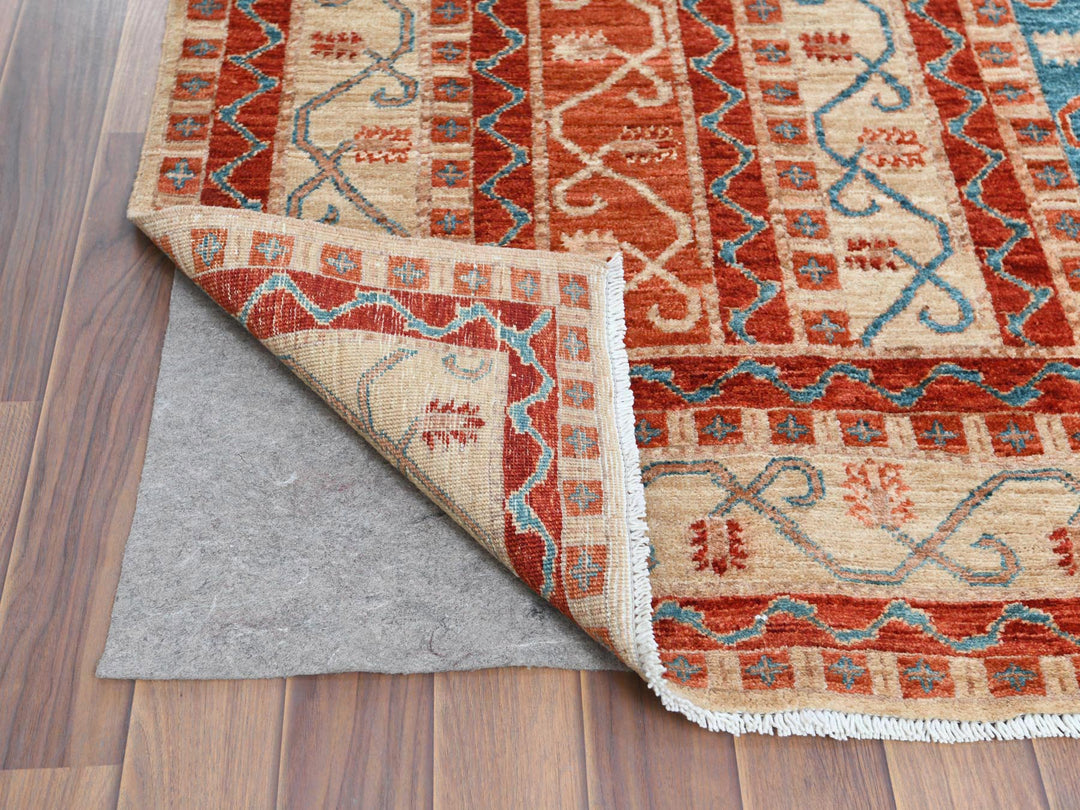 6'2" x 8'8" New Hand Knotted Red Wool Rectangle Oriental Rug - MOA10261156