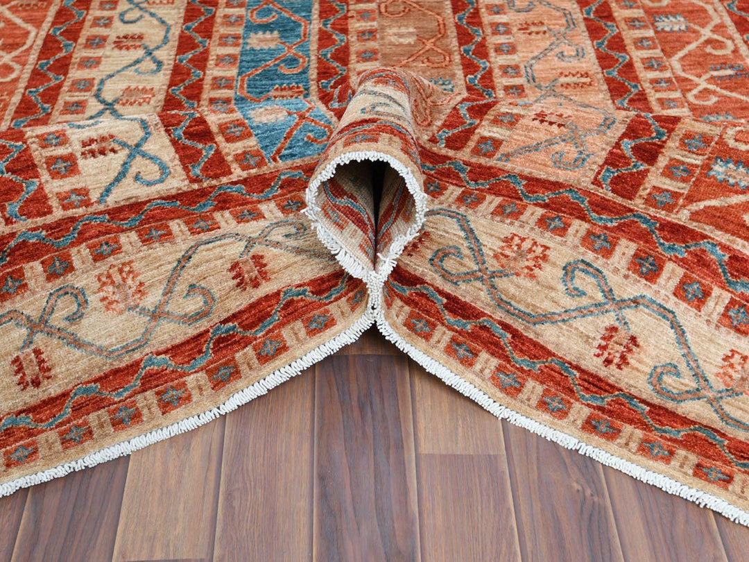 6'2" x 8'8" New Hand Knotted Red Wool Rectangle Oriental Rug - MOA10261156