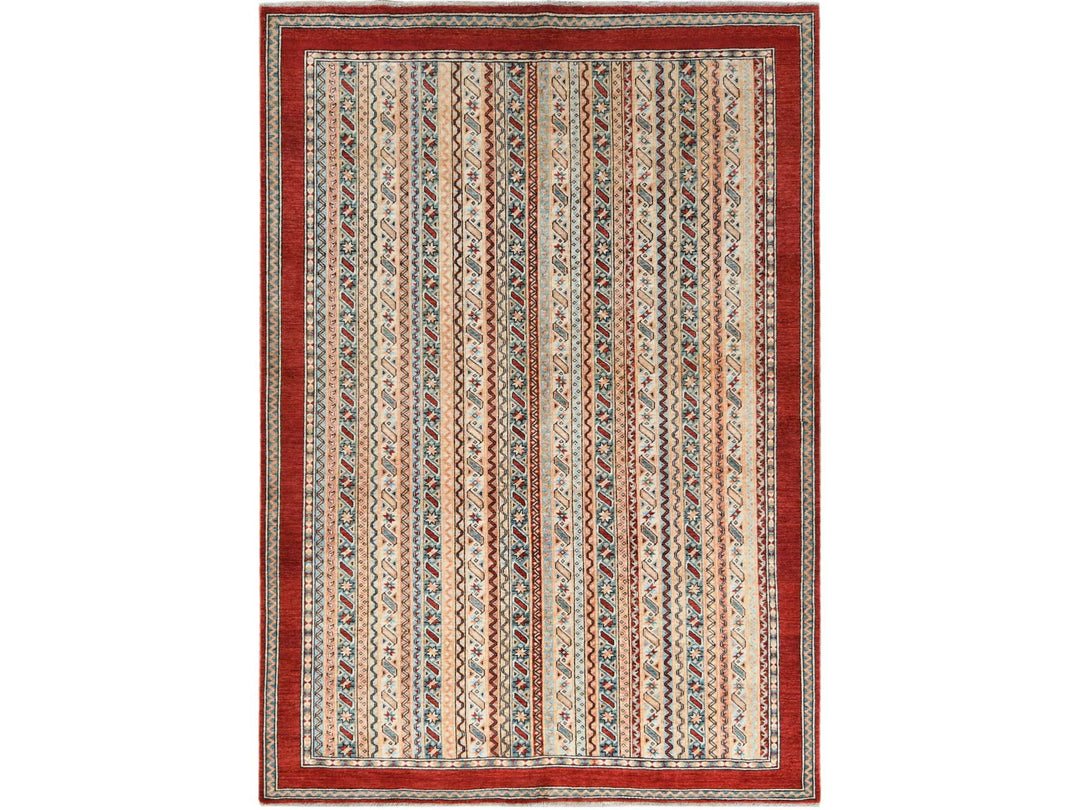 6'5" x 9'1" New Hand Knotted Brown Wool Rectangle Oriental Rug - MOA10261158
