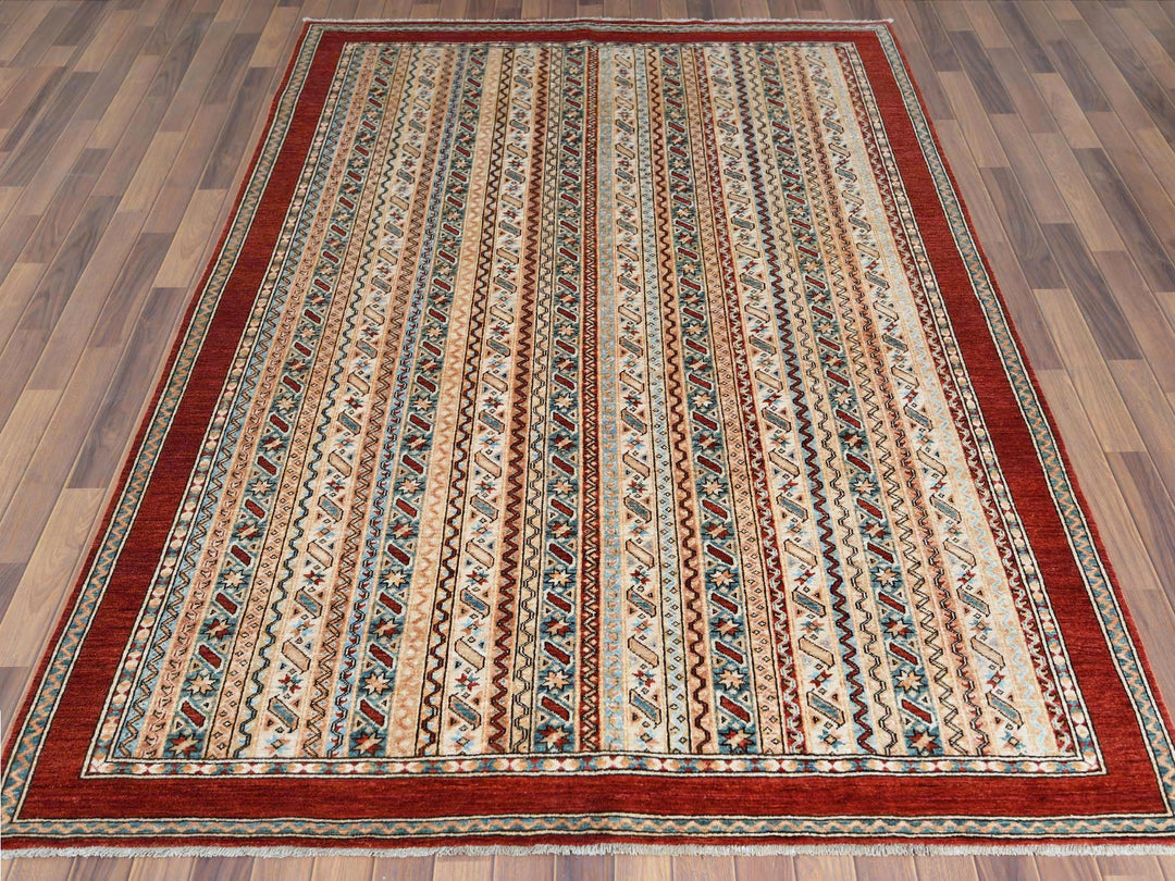 6'5" x 9'1" New Hand Knotted Brown Wool Rectangle Oriental Rug - MOA10261158