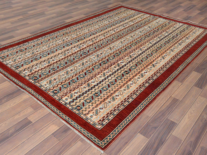 6'5" x 9'1" New Hand Knotted Brown Wool Rectangle Oriental Rug - MOA10261158