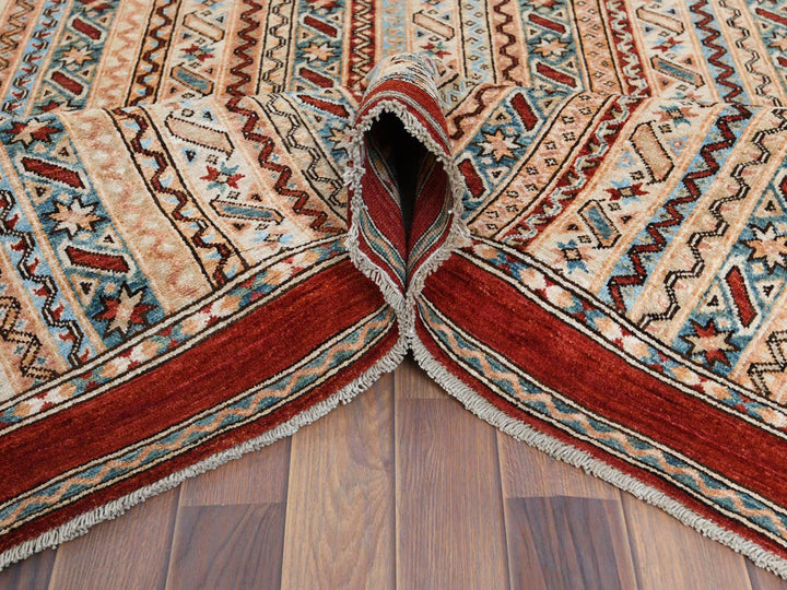 6'5" x 9'1" New Hand Knotted Brown Wool Rectangle Oriental Rug - MOA10261158