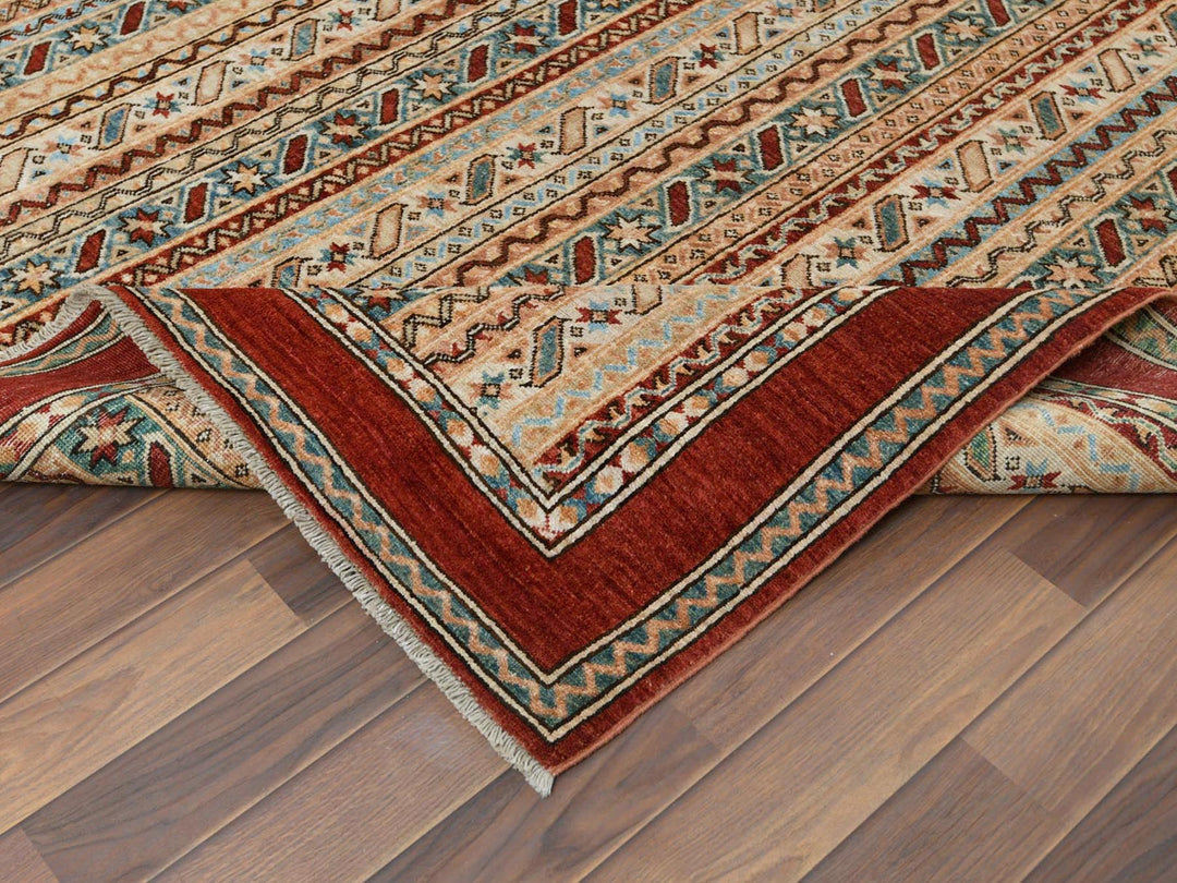 6'5" x 9'1" New Hand Knotted Brown Wool Rectangle Oriental Rug - MOA10261158