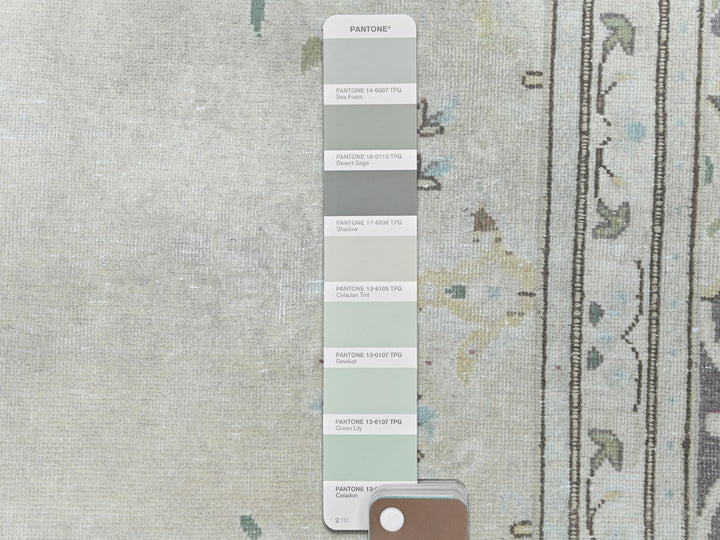 6'9" x 10'10" Vintage Hand Knotted Grey Worn Wool Rectangle Oriental Rug - MOA10261338