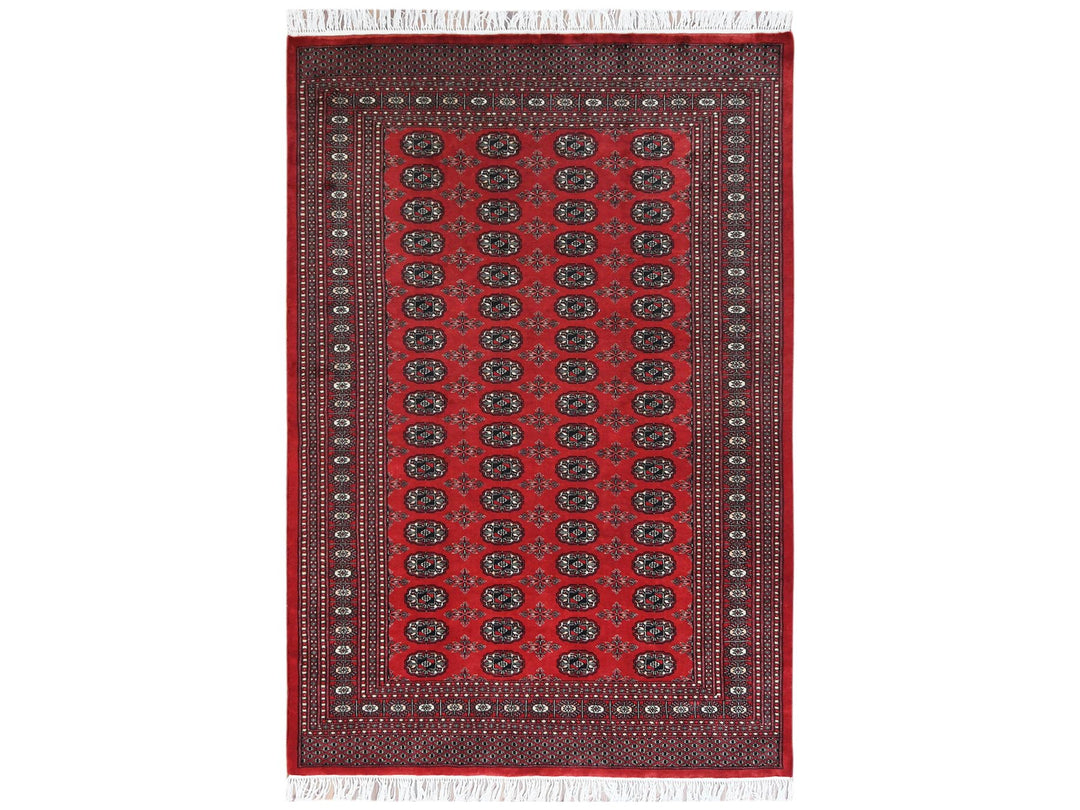 5'1" x 7'6" New Hand Knotted Red Wool Rectangle Oriental Rug - MOA10261379