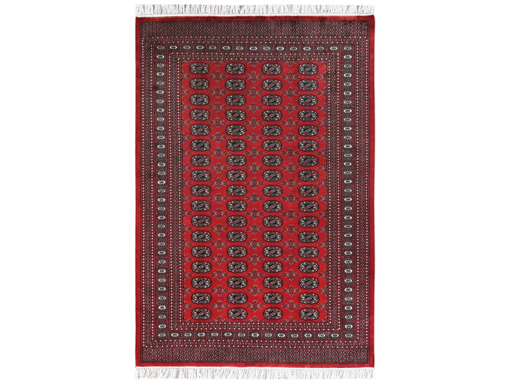 5'1" x 7'6" New Hand Knotted Red Wool Rectangle Oriental Rug - MOA10261379