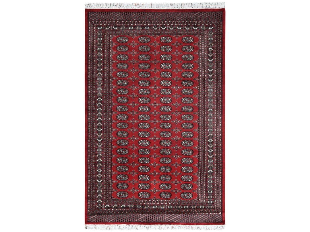 5'1" x 7'9" New Hand Knotted Red Wool Rectangle Oriental Rug - MOA10261380