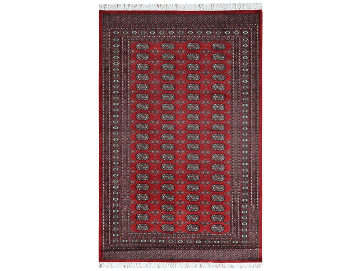 5'1" x 7'9" New Hand Knotted Red Wool Rectangle Oriental Rug - MOA10261380