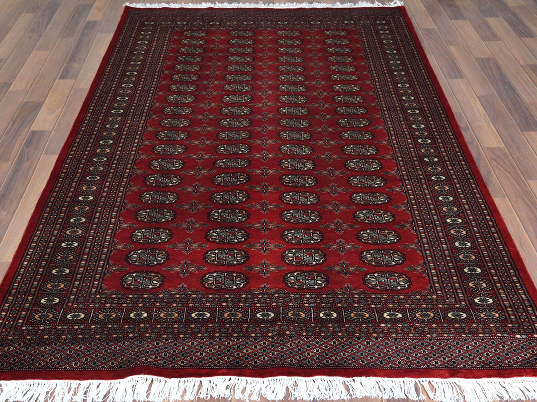 5'1" x 7'9" New Hand Knotted Red Wool Rectangle Oriental Rug - MOA10261380