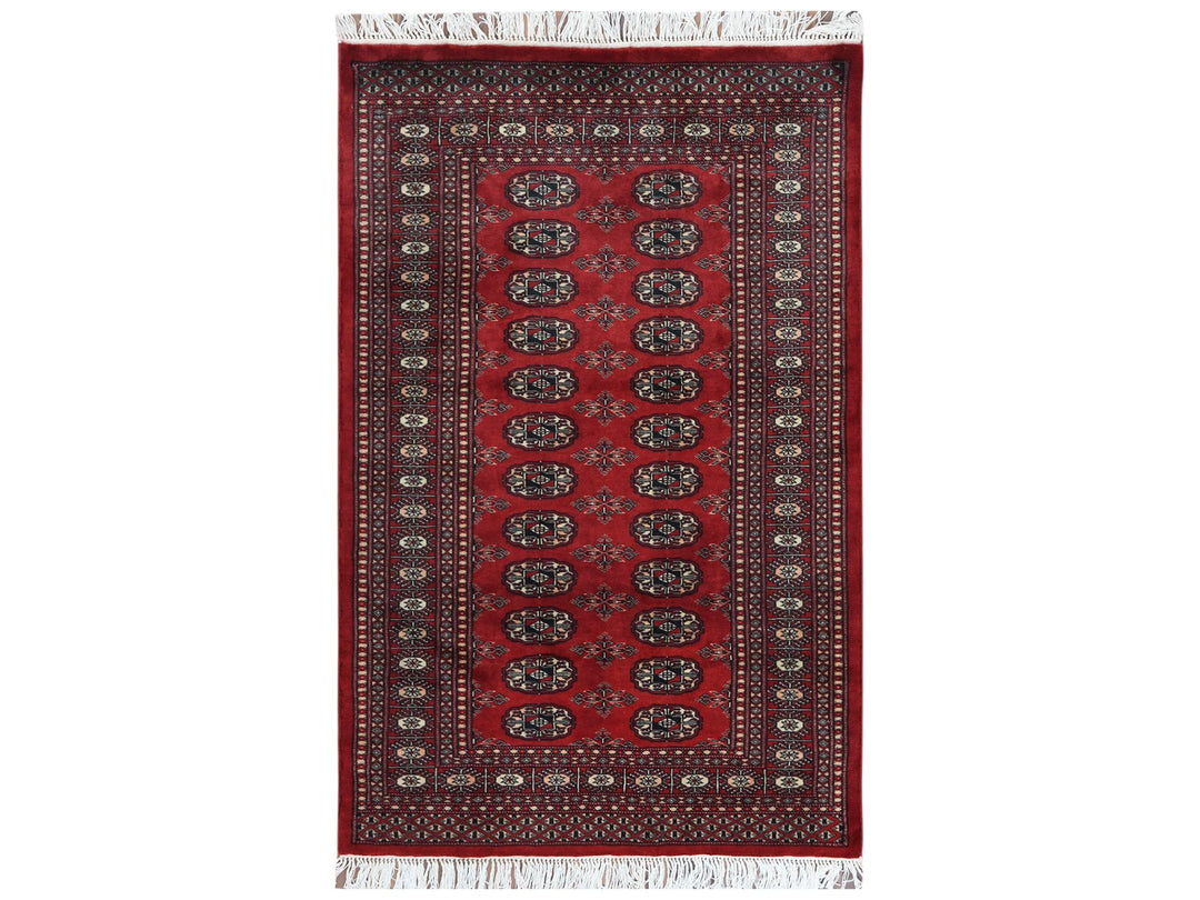 3'1" x 4'10" New Hand Knotted Red Wool Rectangle Oriental Rug - MOA10261382