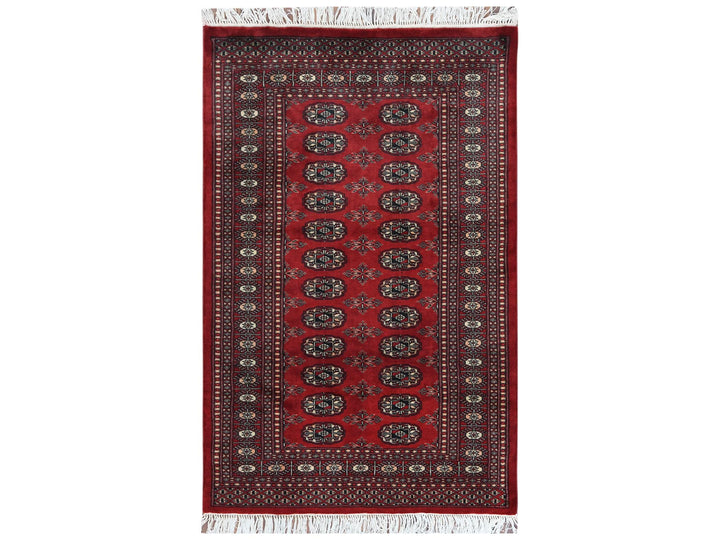 3'1" x 4'10" New Hand Knotted Red Wool Rectangle Oriental Rug - MOA10261382