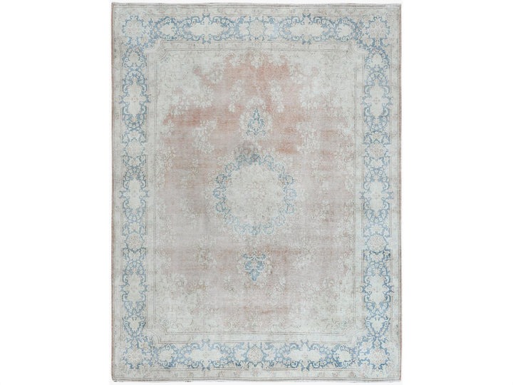 9'8" x 12'7" Vintage Hand Knotted Brown Worn Wool Rectangle Oriental Rug - MOA10261404
