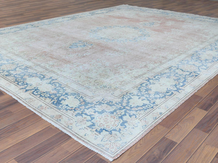 9'8" x 12'7" Vintage Hand Knotted Brown Worn Wool Rectangle Oriental Rug - MOA10261404