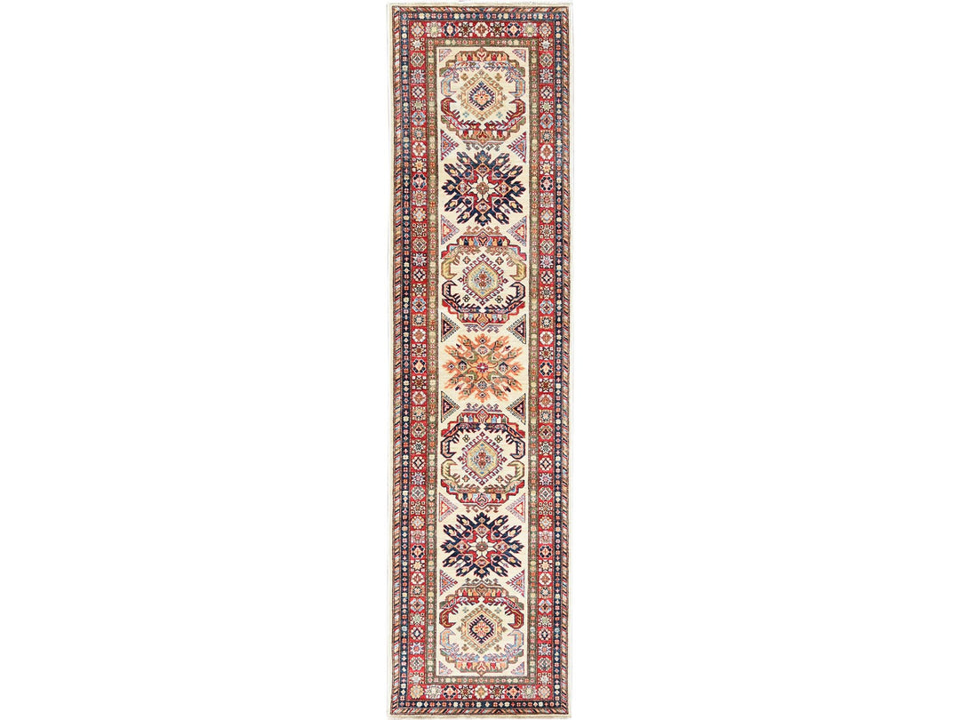2'7" x 10'0" New Hand Knotted Ivory Wool Runner Oriental Rug - MOA10261450