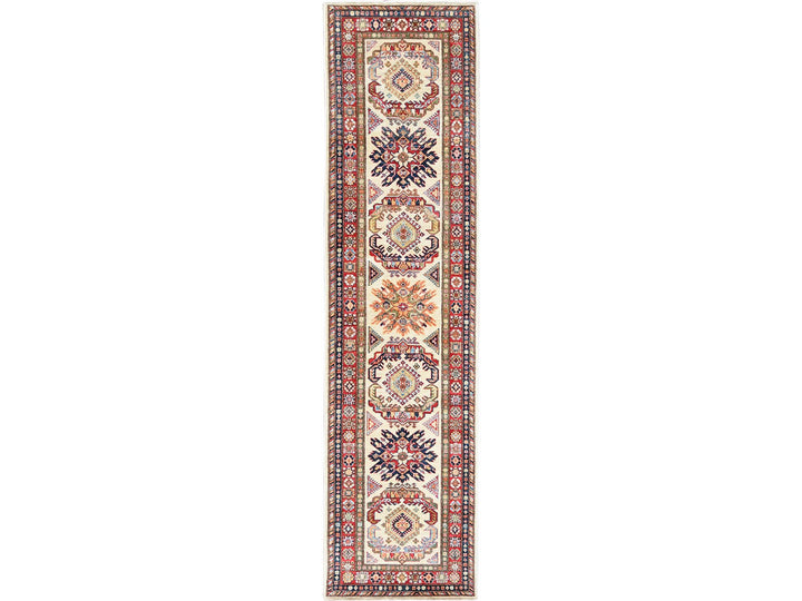 2'7" x 10'0" New Hand Knotted Ivory Wool Runner Oriental Rug - MOA10261450