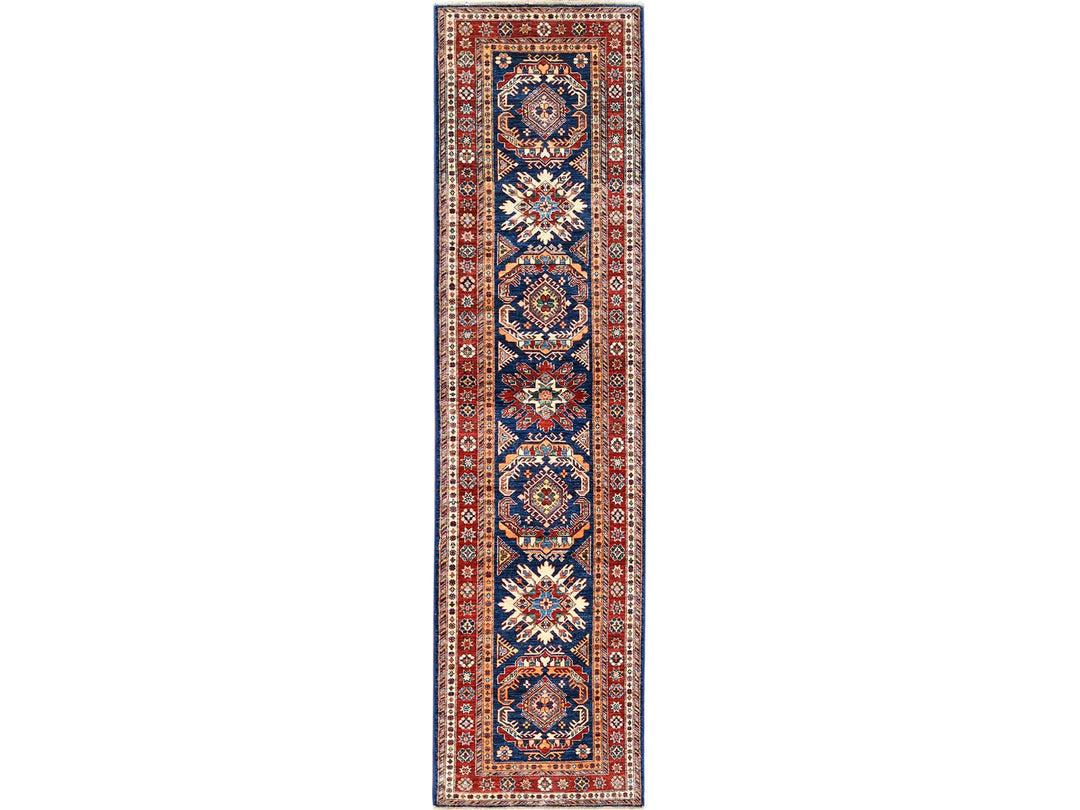 2'10" x 11'0" New Hand Knotted Blue Wool Runner Oriental Rug - MOA10261452