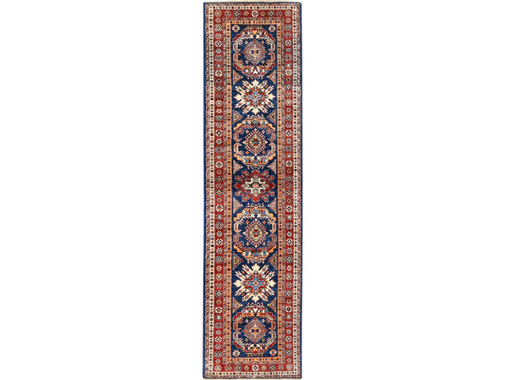 2'10" x 11'0" New Hand Knotted Blue Wool Runner Oriental Rug - MOA10261452