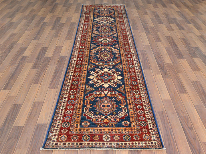 2'10" x 11'0" New Hand Knotted Blue Wool Runner Oriental Rug - MOA10261452