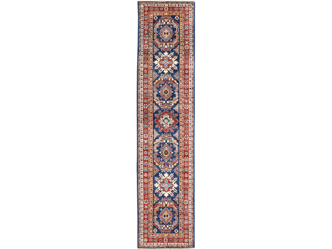 2'6" x 11'0" New Hand Knotted Blue Wool Runner Oriental Rug - MOA10261456