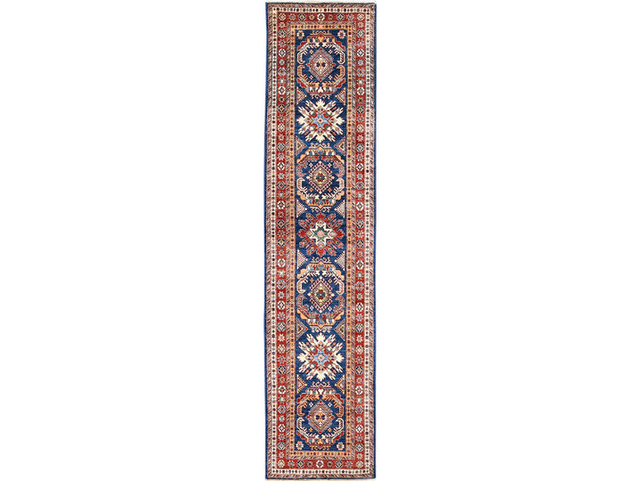 2'6" x 11'0" New Hand Knotted Blue Wool Runner Oriental Rug - MOA10261456