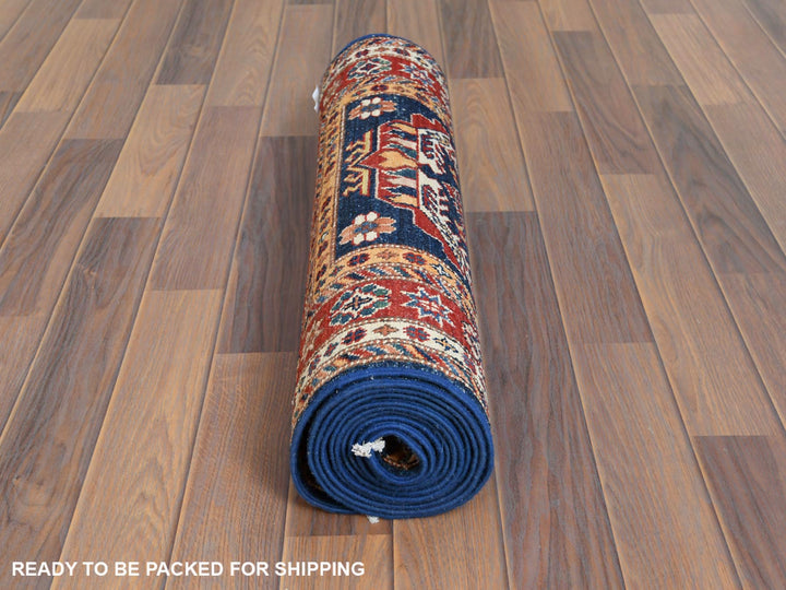 2'6" x 11'0" New Hand Knotted Blue Wool Runner Oriental Rug - MOA10261456
