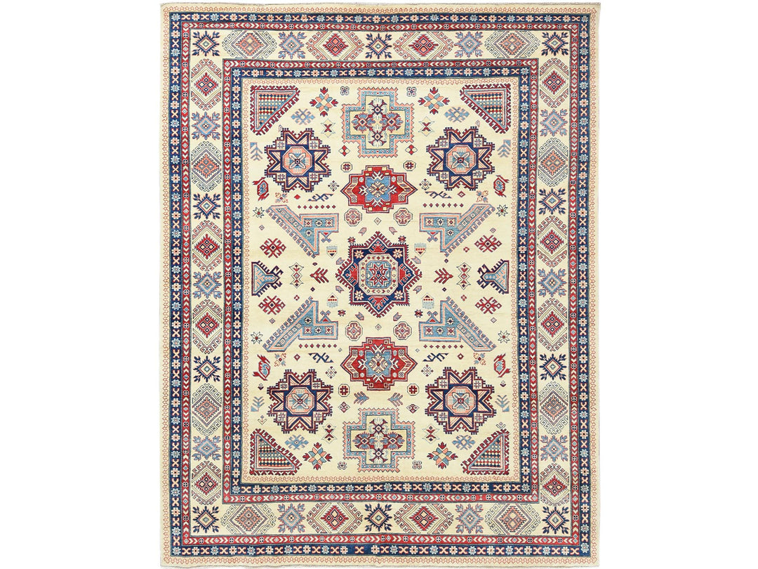 9'1" x 11'7" New Hand Knotted Ivory Wool Rectangle Oriental Rug - MOA10261532