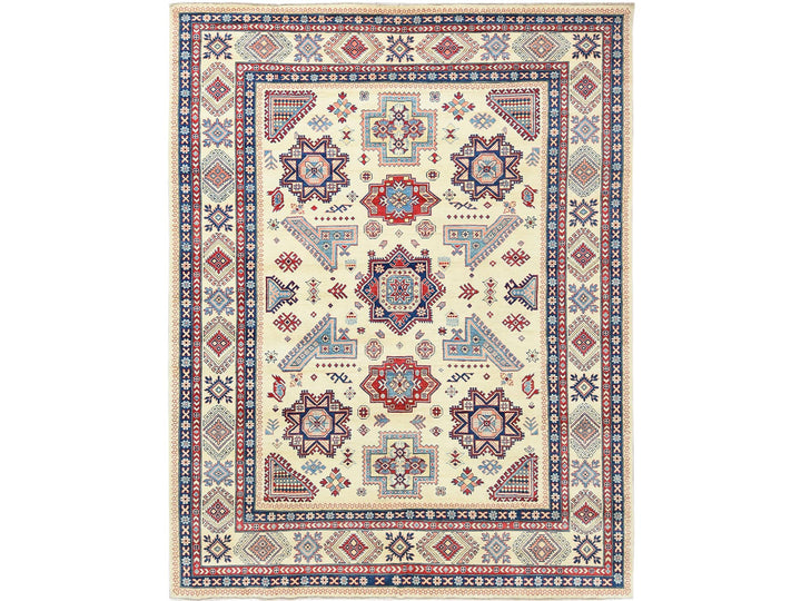 9'1" x 11'7" New Hand Knotted Ivory Wool Rectangle Oriental Rug - MOA10261532