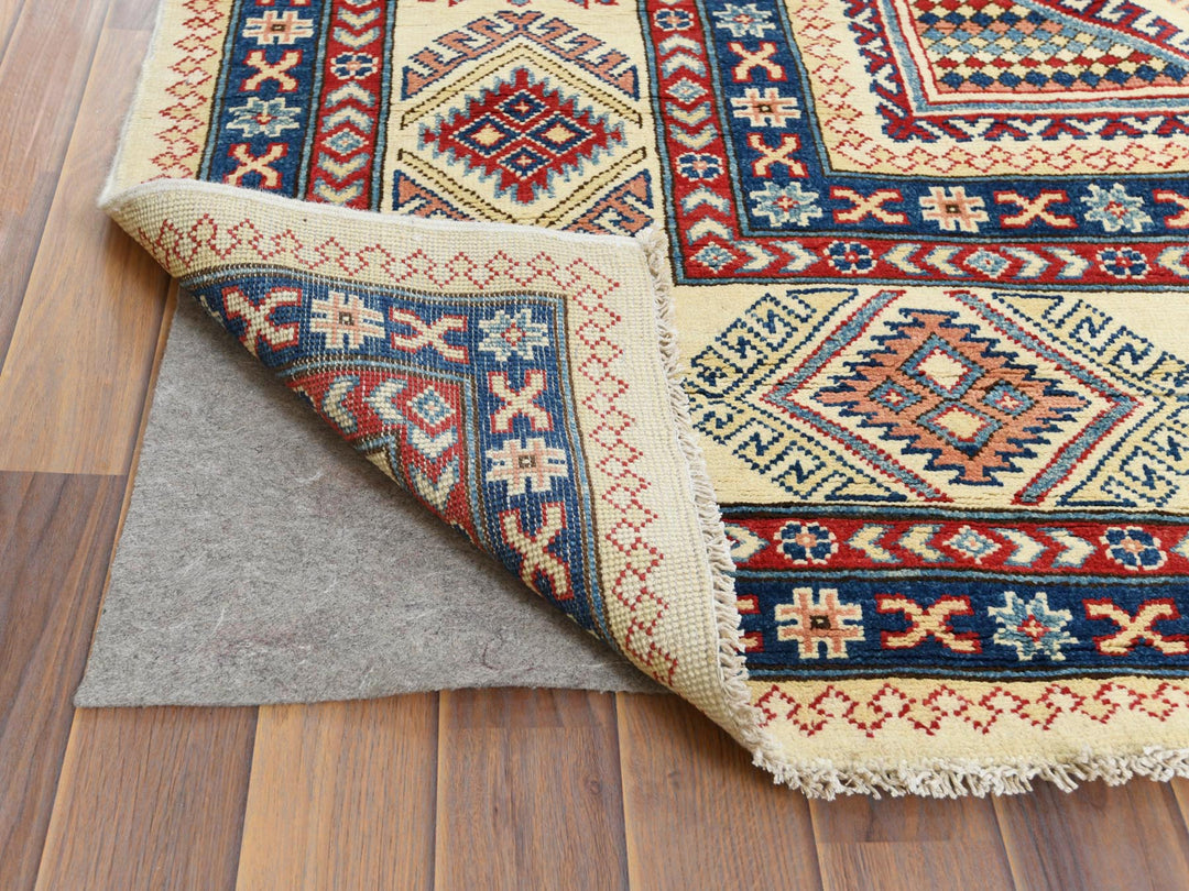 9'1" x 11'7" New Hand Knotted Ivory Wool Rectangle Oriental Rug - MOA10261532