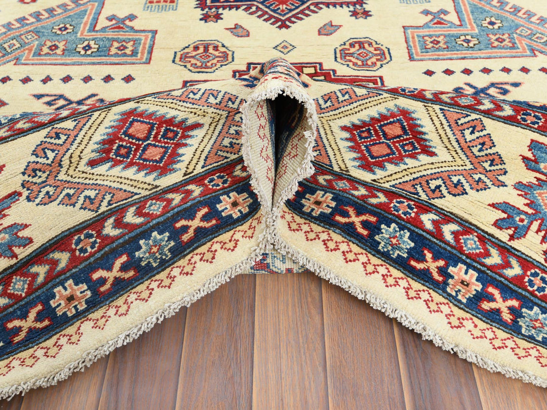 9'1" x 11'7" New Hand Knotted Ivory Wool Rectangle Oriental Rug - MOA10261532