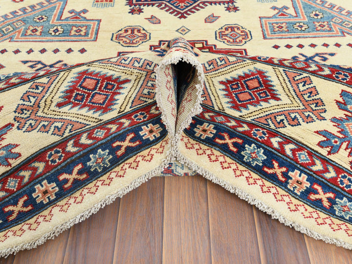 9'1" x 11'7" New Hand Knotted Ivory Wool Rectangle Oriental Rug - MOA10261532
