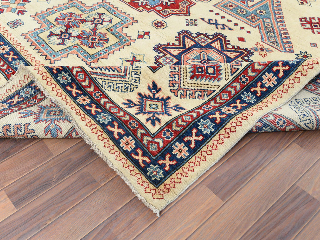 9'1" x 11'7" New Hand Knotted Ivory Wool Rectangle Oriental Rug - MOA10261532