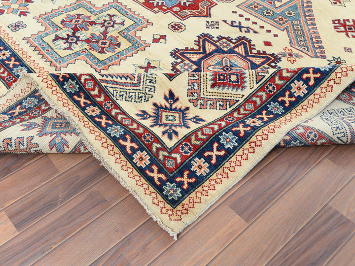 9'1" x 11'7" New Hand Knotted Ivory Wool Rectangle Oriental Rug - MOA10261532