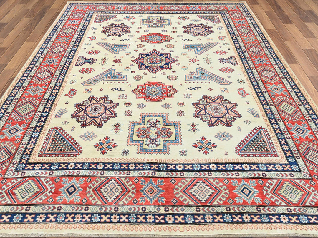 8'10" x 11'9" New Hand Knotted Beige Wool Rectangle Oriental Rug - MOA10261534