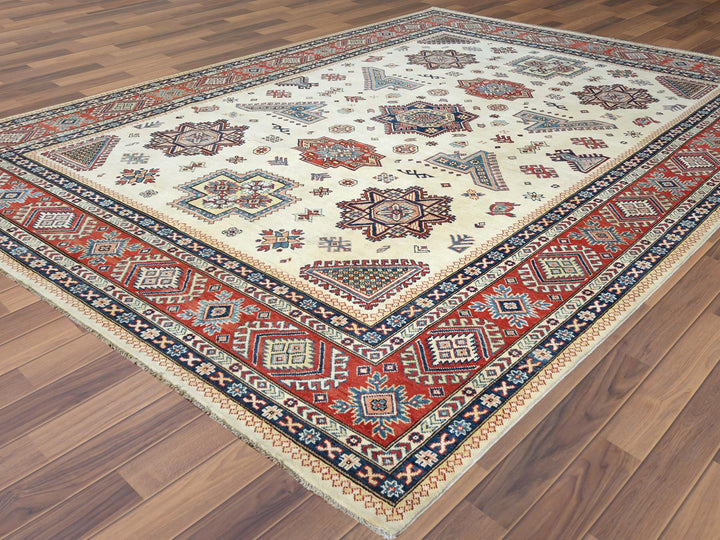 8'10" x 11'9" New Hand Knotted Beige Wool Rectangle Oriental Rug - MOA10261534