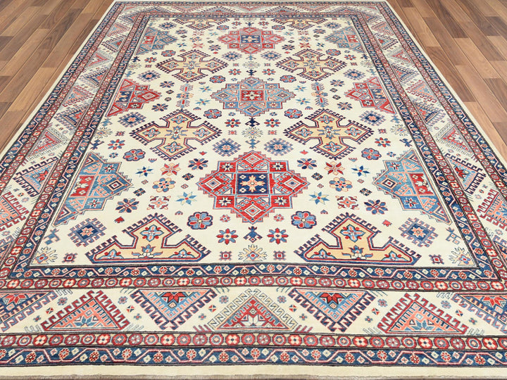 9'10" x 13'8" New Hand Knotted Ivory Wool Rectangle Oriental Rug - MOA10261536