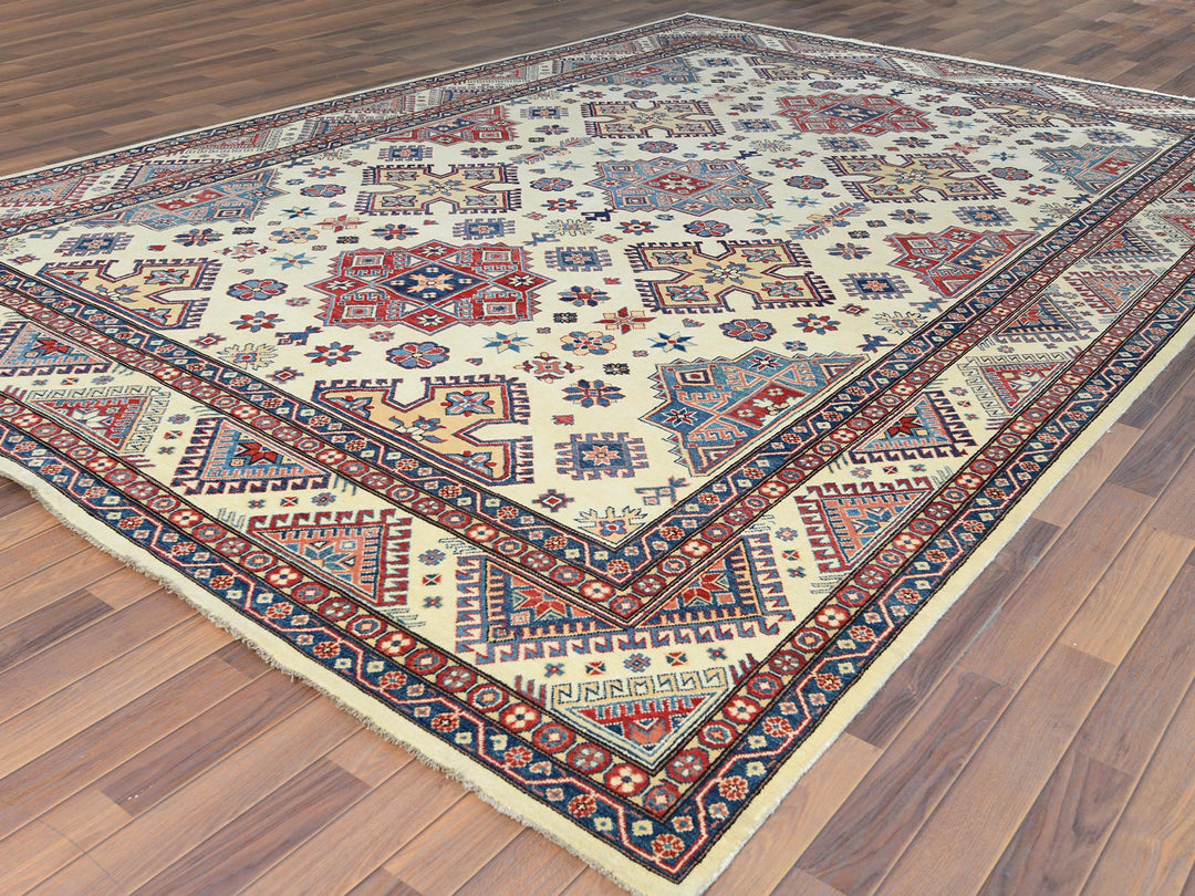 9'10" x 13'8" New Hand Knotted Ivory Wool Rectangle Oriental Rug - MOA10261536