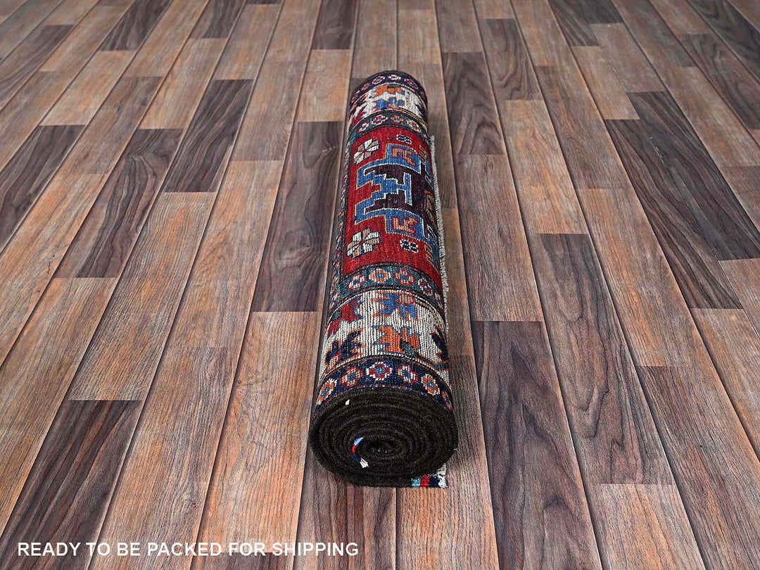 2'9" x 9'8" New Hand Knotted Red Wool Runner Oriental Rug - MOA102615