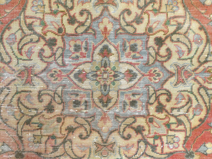 6'10" x 10'6" Vintage Hand Knotted Brown Worn Wool Rectangle Oriental Rug - MOA10261630