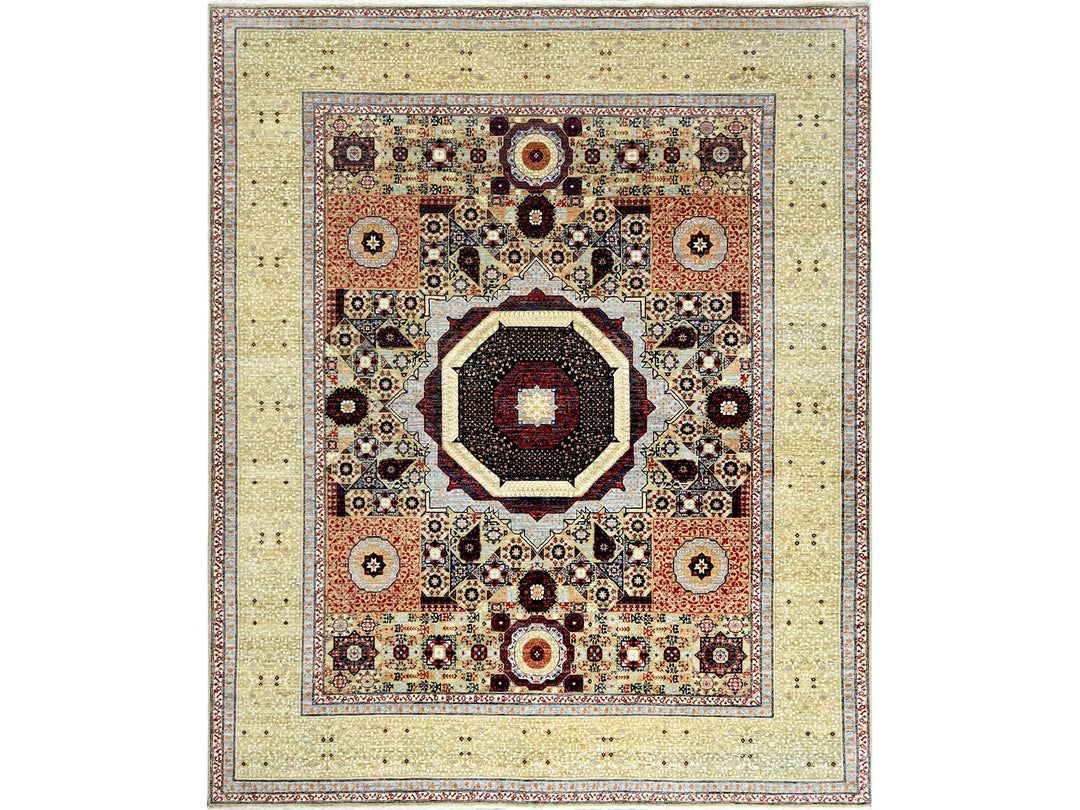 8'2" x 10'0" New Hand Knotted Green Wool Rectangle Oriental Rug - MOA10261635
