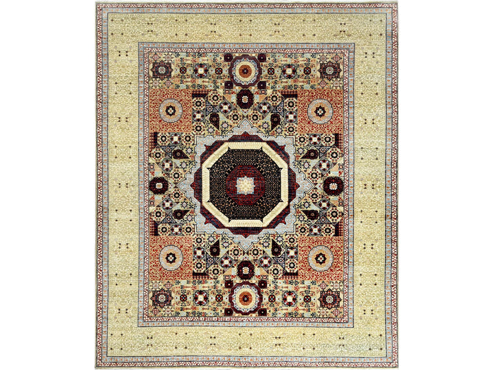 8'2" x 10'0" New Hand Knotted Green Wool Rectangle Oriental Rug - MOA10261635