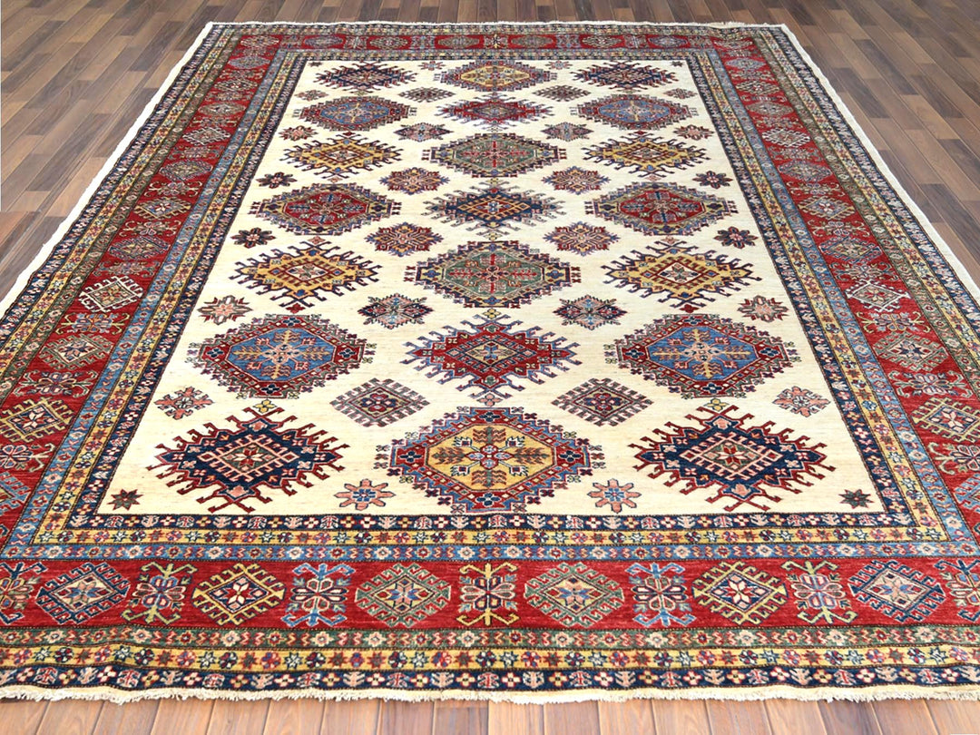 8'8" x 11'10" New Hand Knotted Ivory Wool Rectangle Oriental Rug - MOA10261652