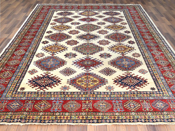 8'8" x 11'10" New Hand Knotted Ivory Wool Rectangle Oriental Rug - MOA10261652