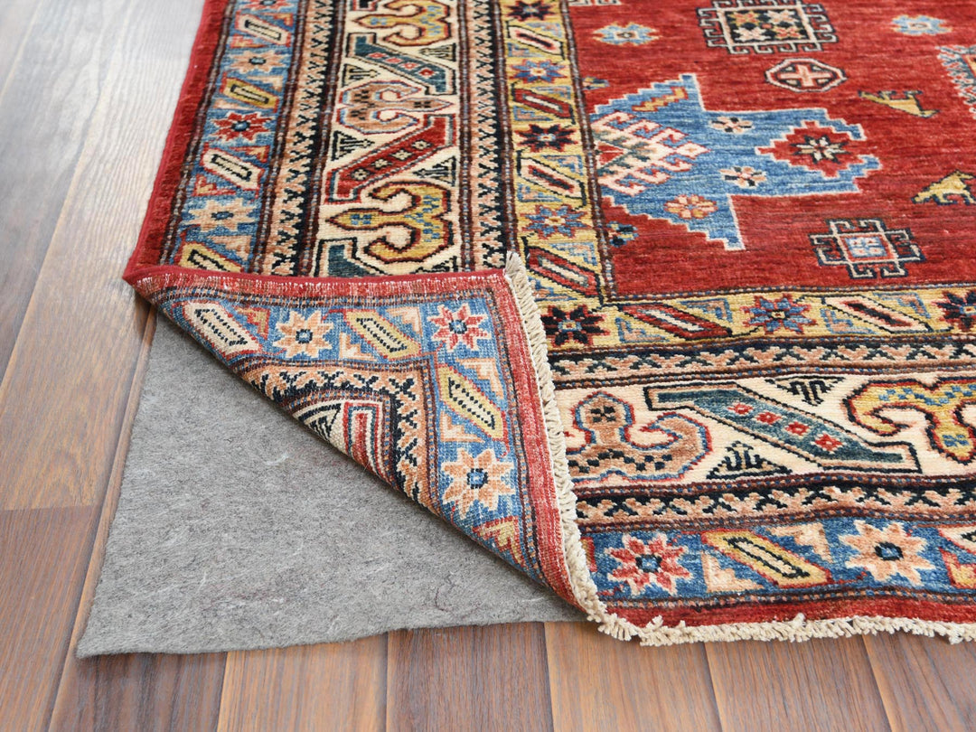 6'0" x 9'0" New Hand Knotted Red Wool Rectangle Oriental Rug - MOA10261657