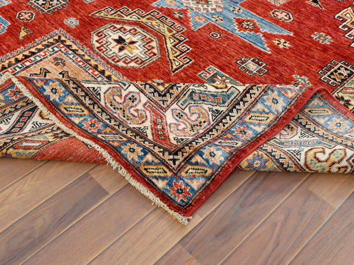 6'0" x 9'0" New Hand Knotted Red Wool Rectangle Oriental Rug - MOA10261657