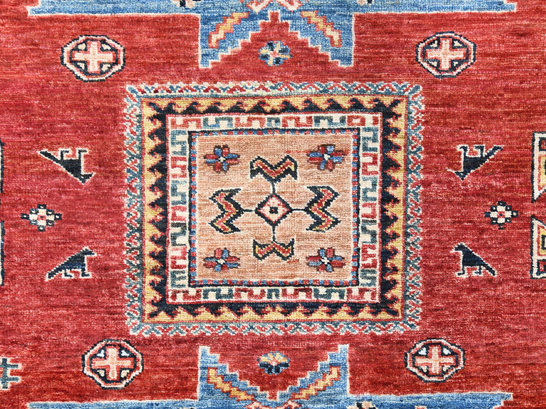 6'0" x 9'0" New Hand Knotted Red Wool Rectangle Oriental Rug - MOA10261657